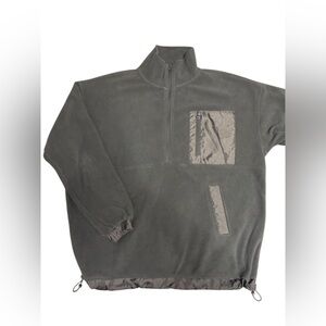 Gray Fleece Jacket with Pocket Details